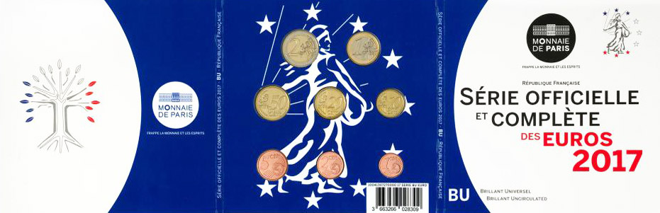 Série euros France 2017 de la monnaie de Paris en qualité BU (brillant universel)