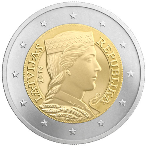 Première pièce de 2 euros commémorative de Lettonie ne 2014